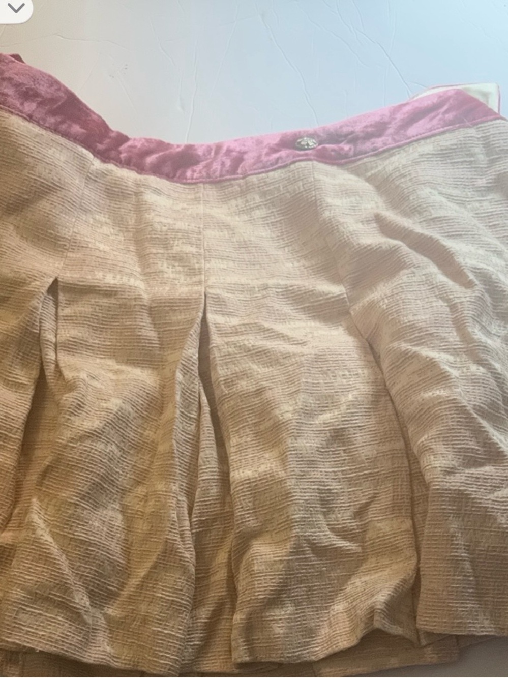Dolce & Gabbana Cream A-Line Skirt with Pink Velvet Waistband